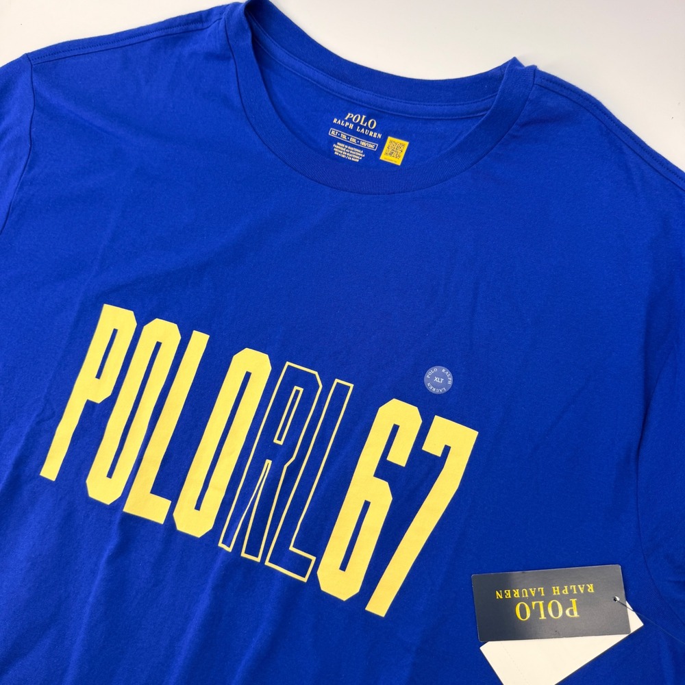 Polo Ralph Lauren Graphic Tee Mens XLT Blue POLORL67 Short Sleeve Cotton Shirt